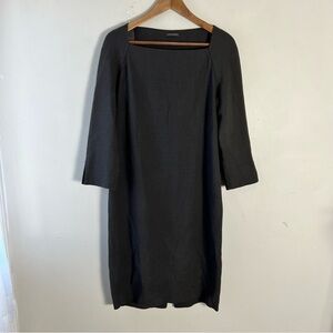 ANNETTE GORTZ Brown Wool Viscose Square Neck Sheath Dress Size 40 Office CAREER